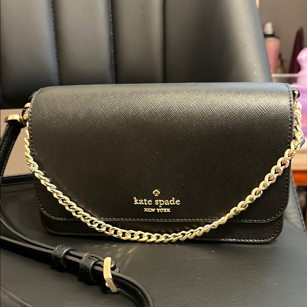 Kate Spade Black Crossbody with Gold Chain